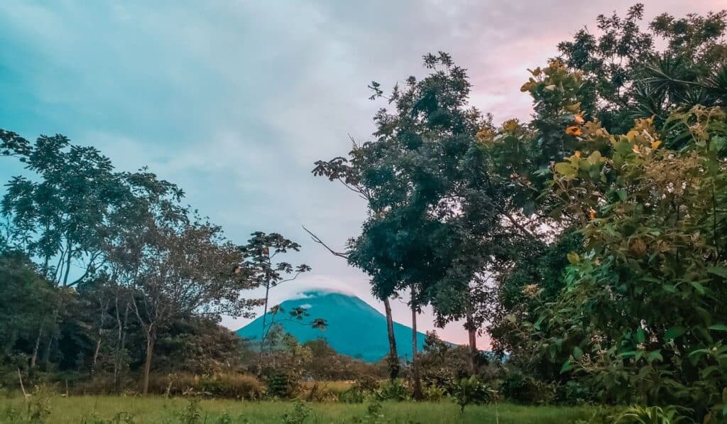 arenal volcano view at sunset