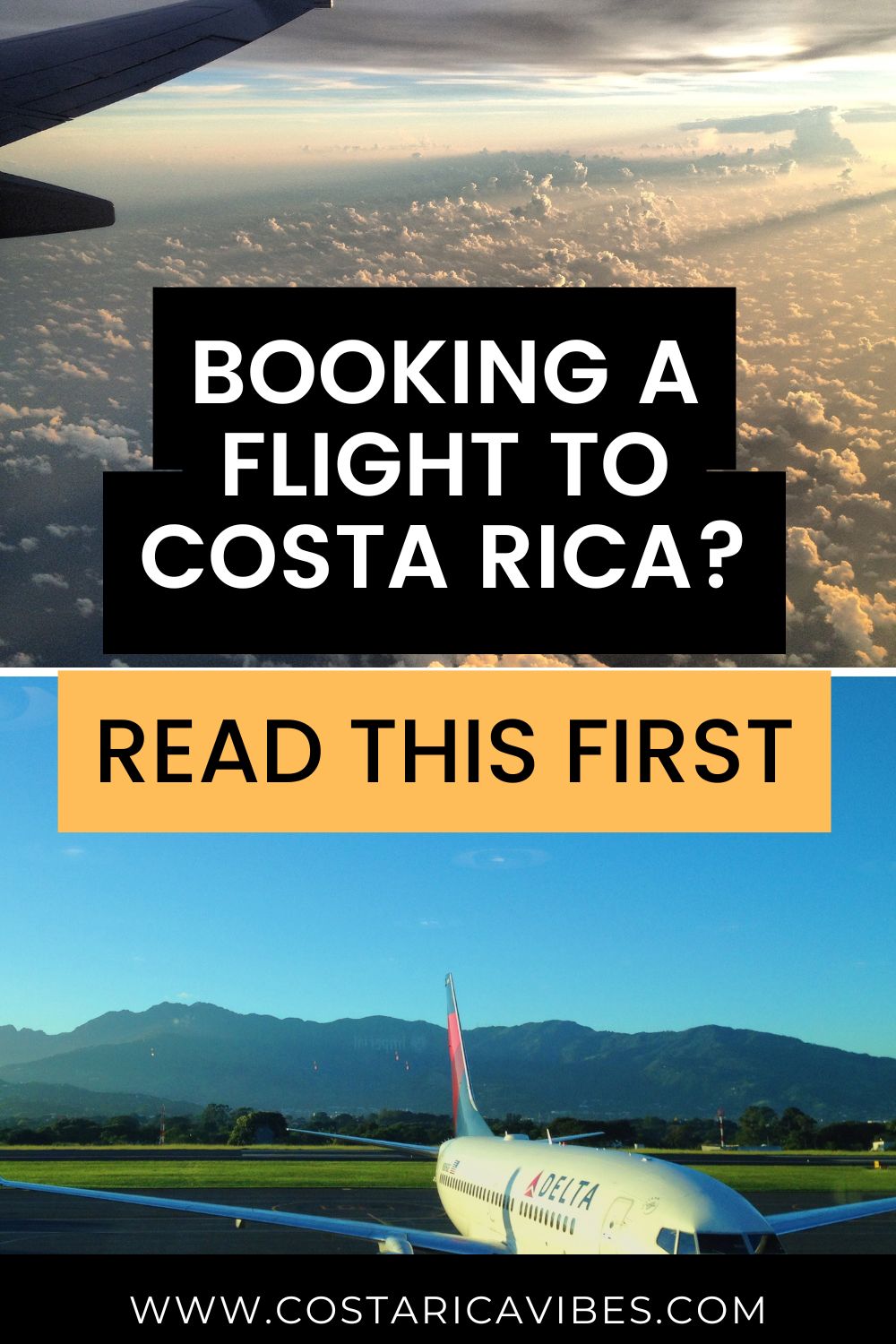 costa rica flight booking graphic