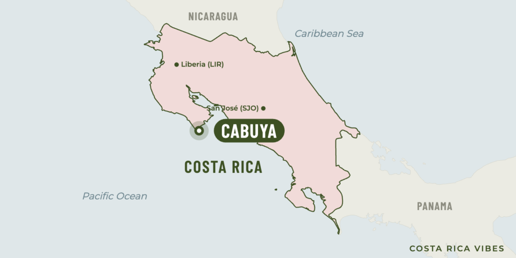 Map of Costa Rica showing where Cabuya is