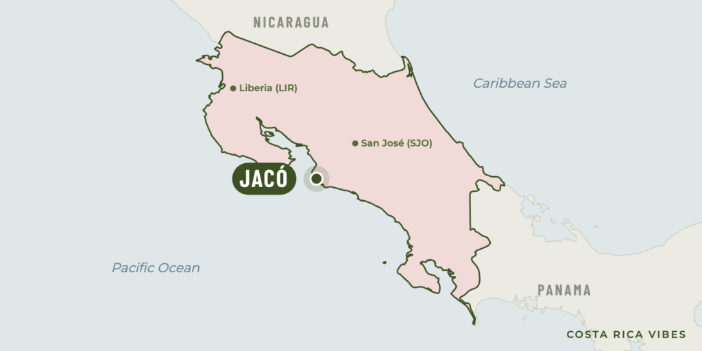 Map of Costa Rica showing where Jacó is