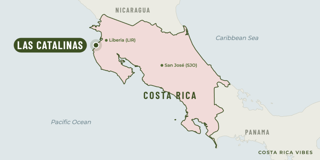 Map of Costa Rica showing where Las Catalinas is