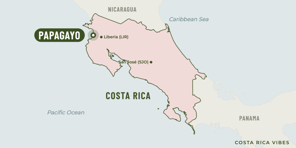 Map of Costa Rica showing where Papagayo is