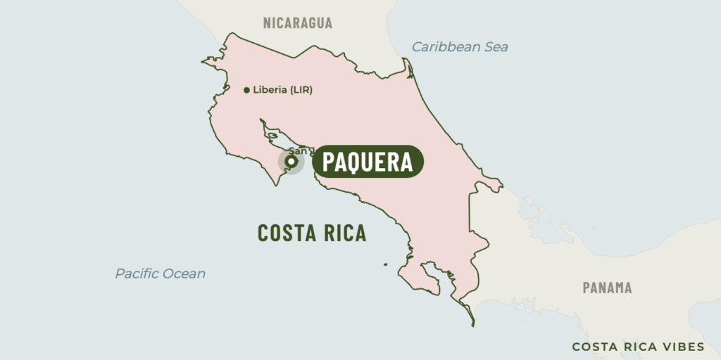 Map of Costa Rica showing where Paquera is