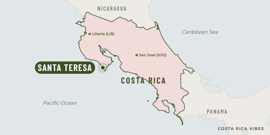 Map of Costa Rica showing where Santa Teresa is