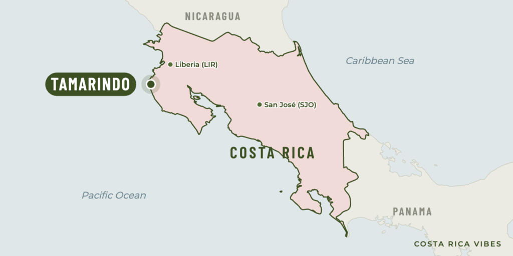 Map of Costa Rica showing where Tamarindo is