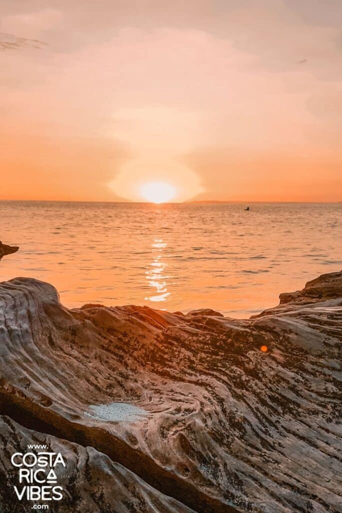 an orange sunset view in Playa Blanca Costa Rica