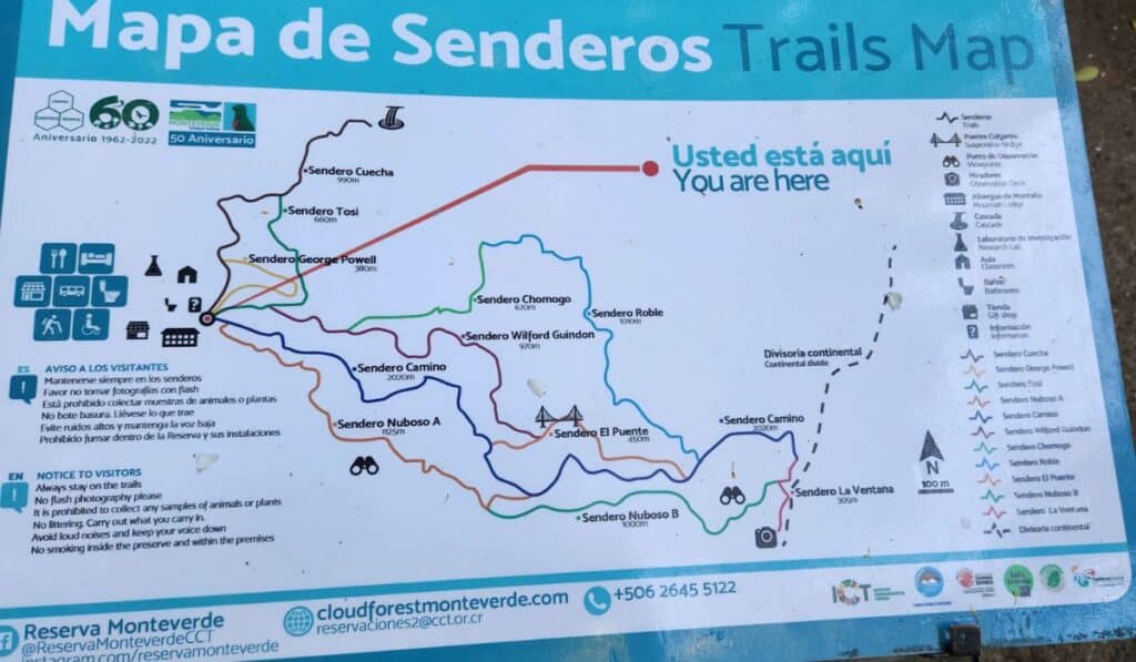 map of monteverde cloud forest reserve