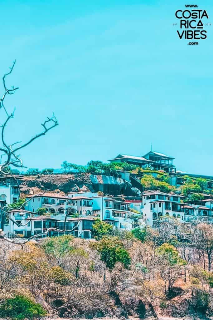 Colorful hillside buildings in Las Catalinas, Costa Rica