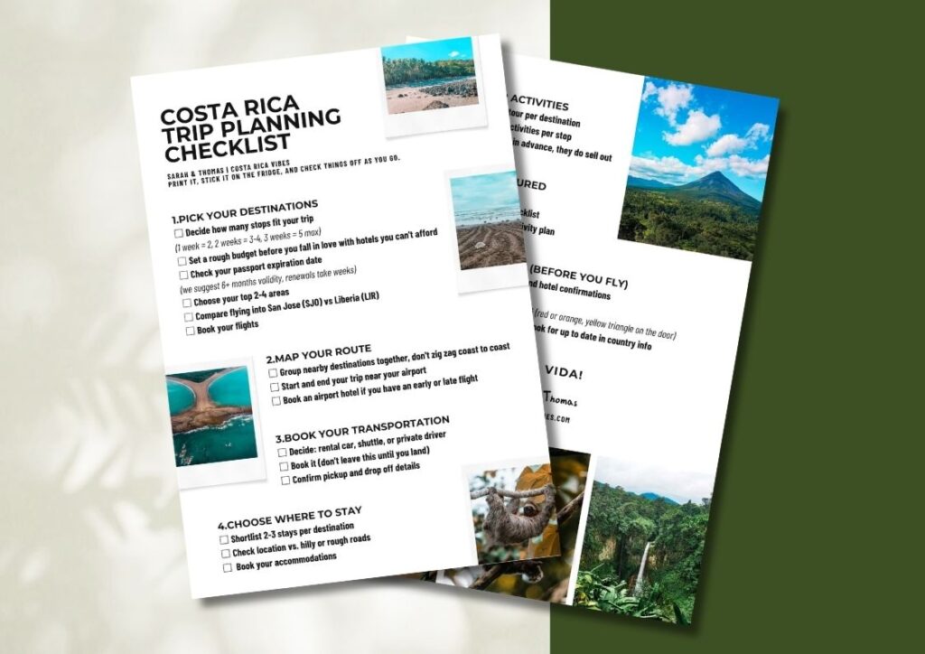 Costa Rica trip planning checklist