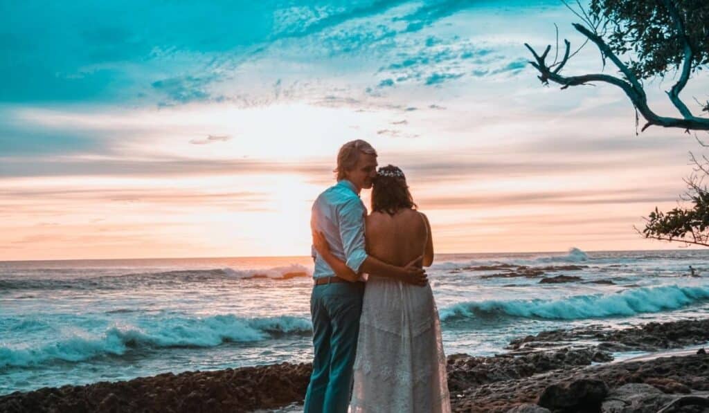 sunset costa rica playa langosta wedding