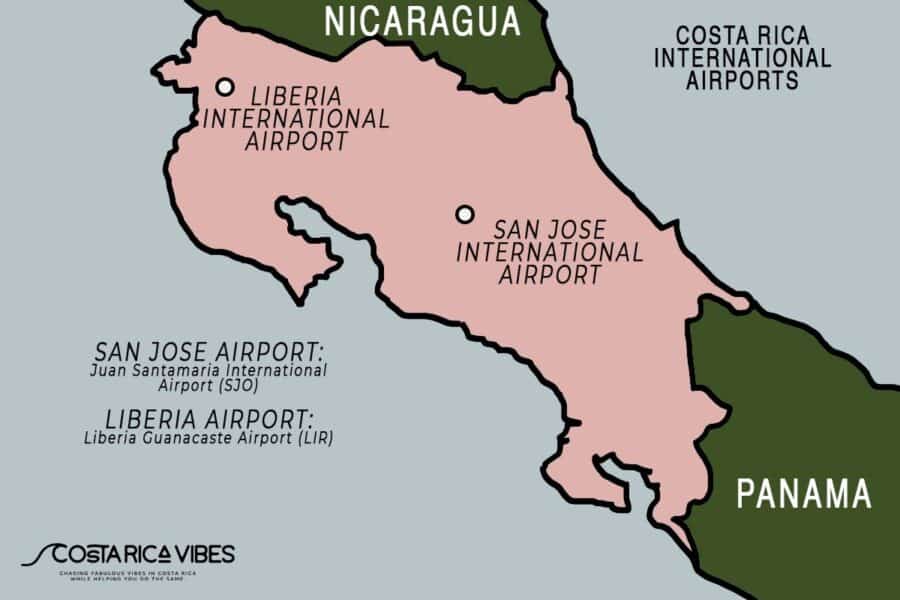 costa rica airports maps