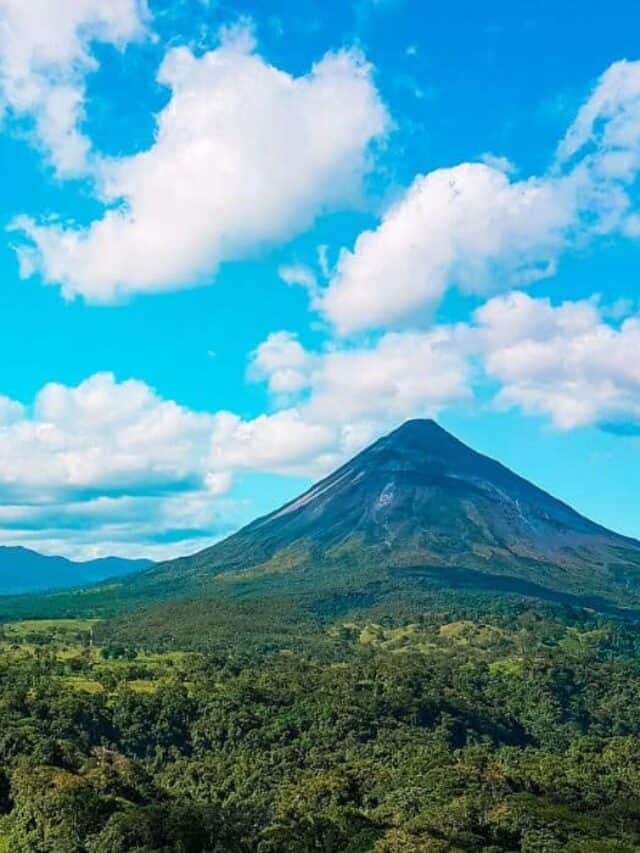 arenal volcano view sunny day
