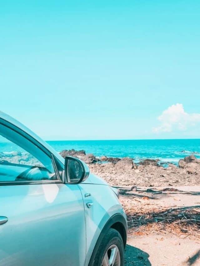 car with beach view in Costa Rica